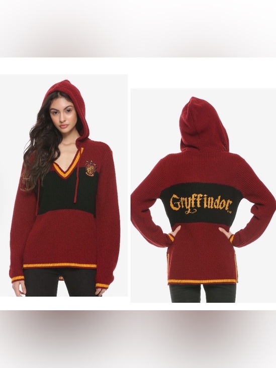 Wizarding World Of Harry Potter Sweaters - Harry Potter Gryffindor Hooded Pullover Knit Sweater Women's Size Medium